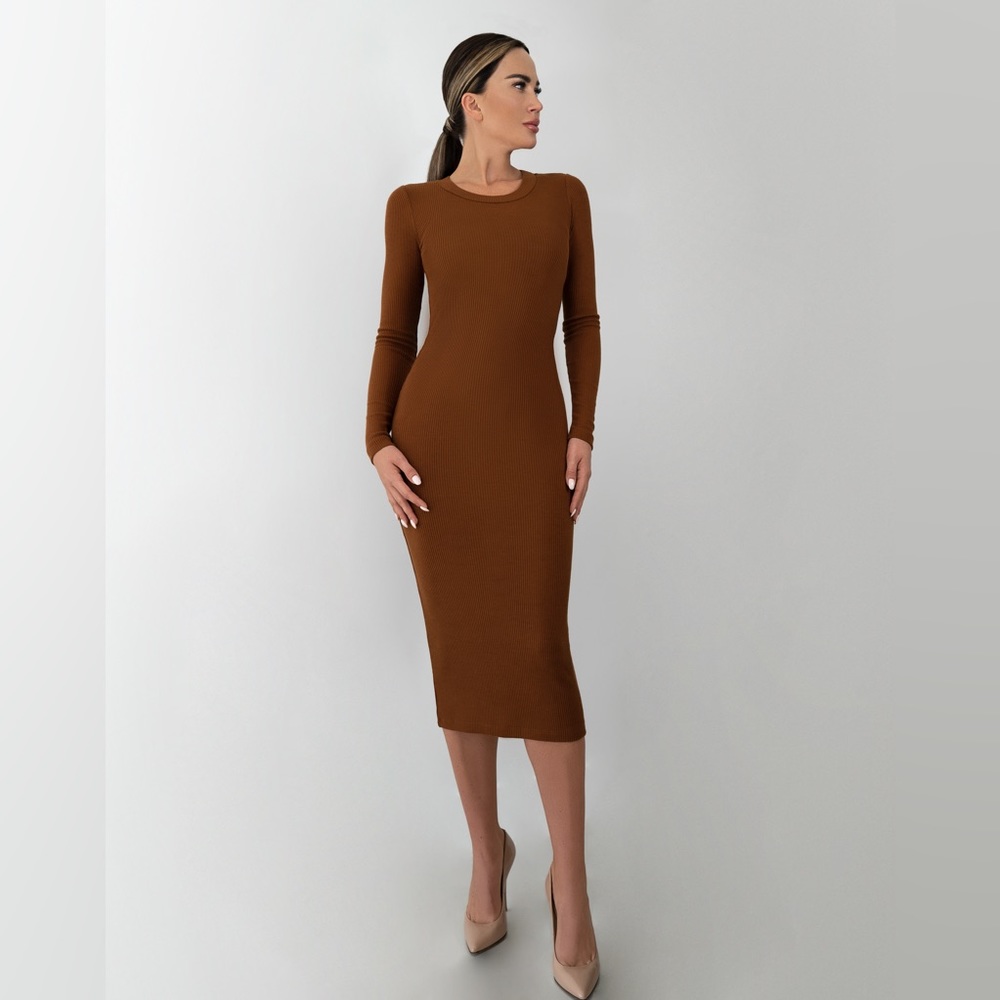 Cotton stretch woman midi dress